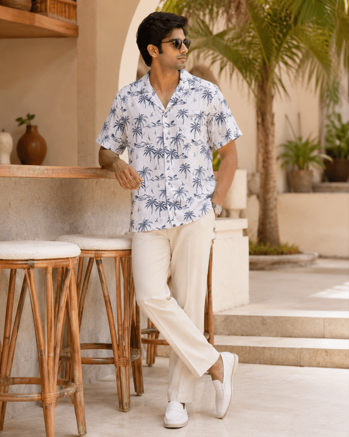 Black Geometric Resort Shirt Lifestyle