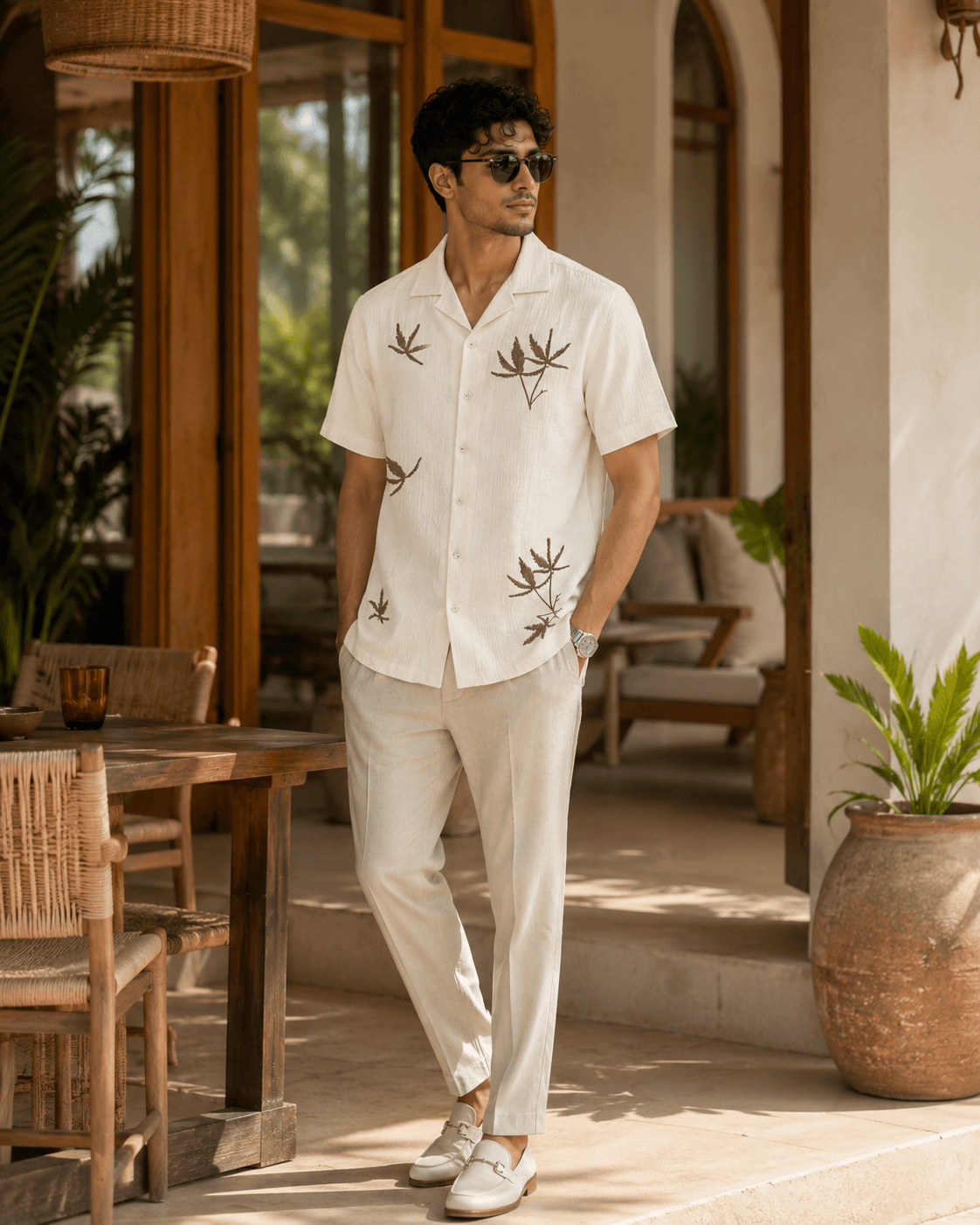 Blue Floral Resort Print Shirt Lifestyle