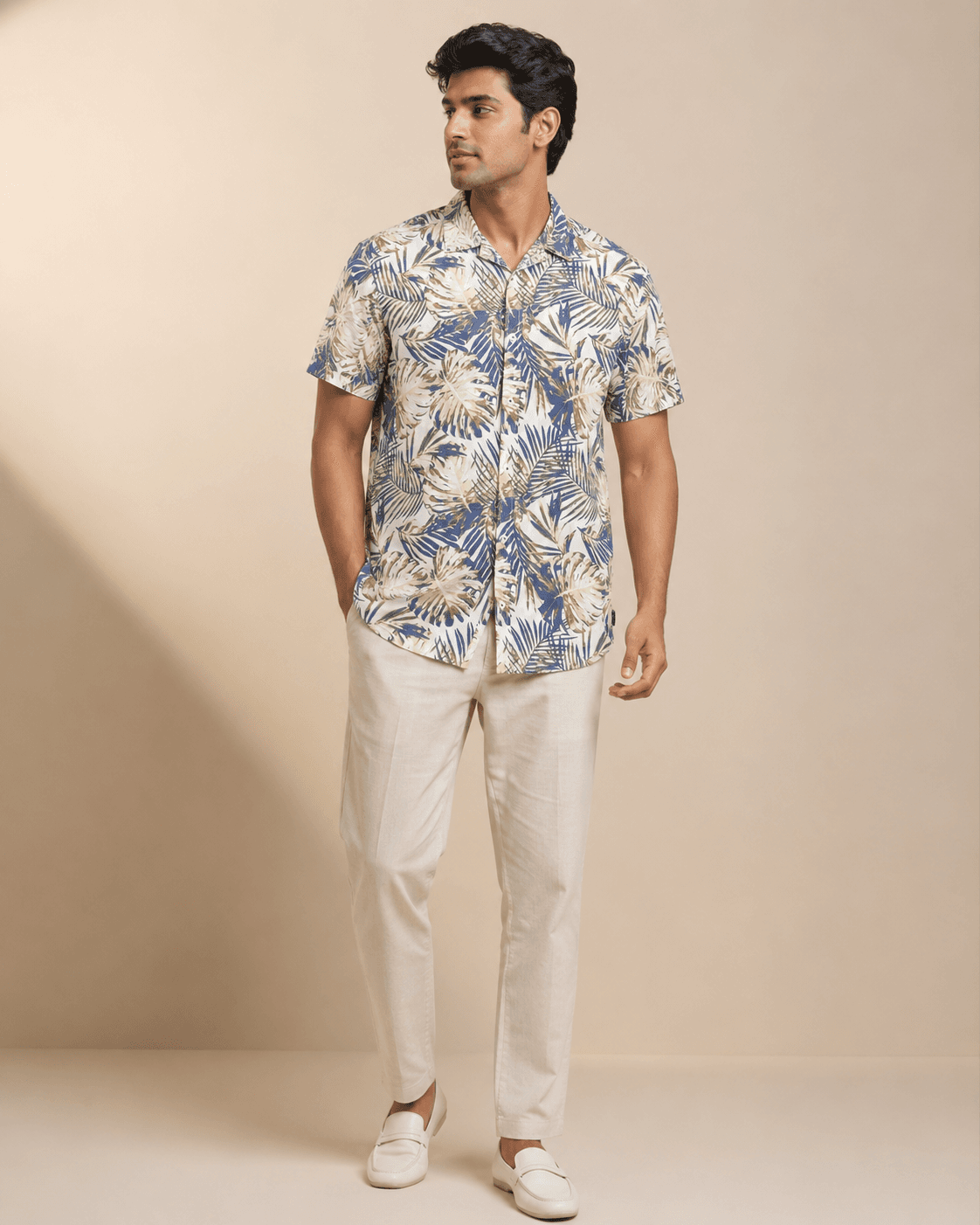 Smoky Brown Grey Check Pattern Shirt Model